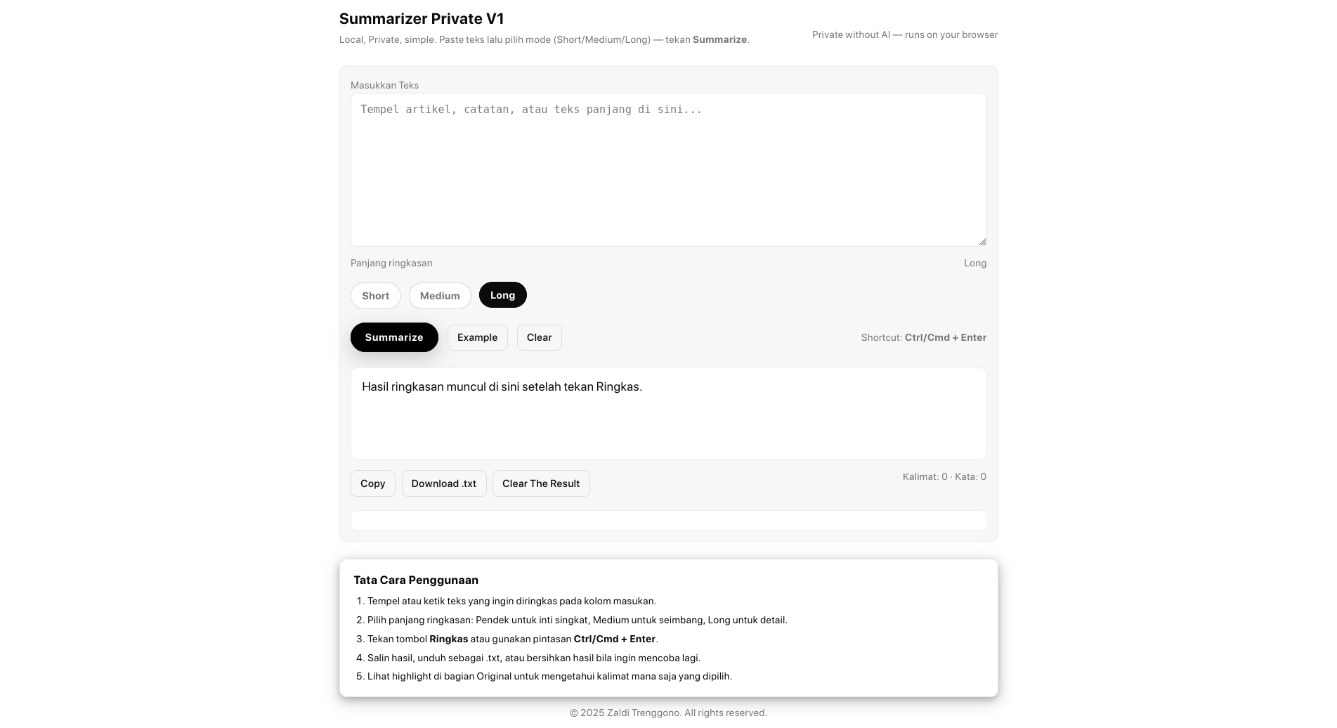 Private Summarizer Web App